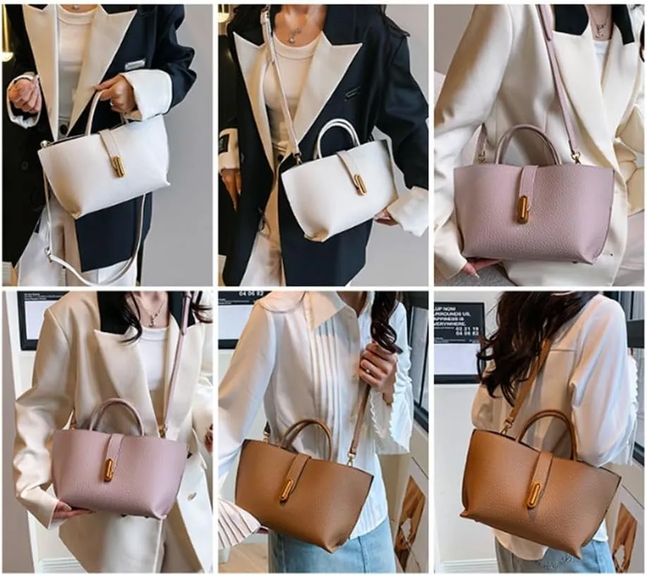 Women's Elegant Solid Color French Style Handbag, Classic Double Zip Top Handle Satchel Bag, Women Wedding Party Clutch