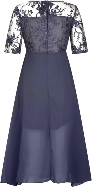 Womens Maxi Dresses 2024 Short Sleeve Crewneck Mother of The Bride Dress Loose Chiffon Lace Sexy Summer Dress