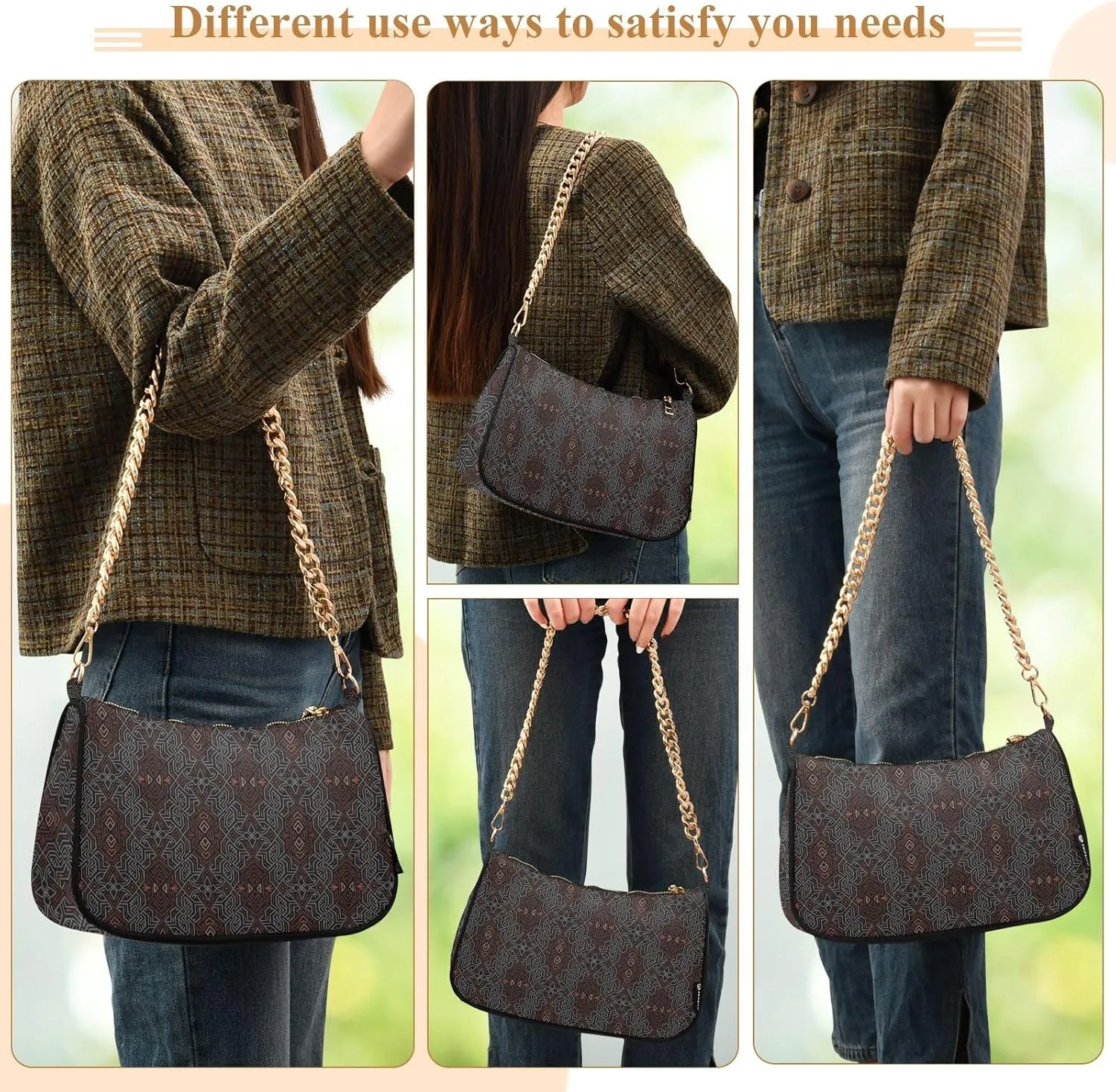 Women's Shoulder Handbags Chain Shoulder Brace for Women Bag Adultness Print Ladies Vacation Handbags Tote Purse,Multi1