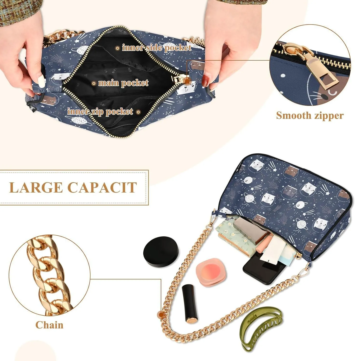 Women's Shoulder Handbags Chain Shoulder Brace for Women Bag Animal Pattern Ladies Vacation Handbags Tote Purse,Multi1