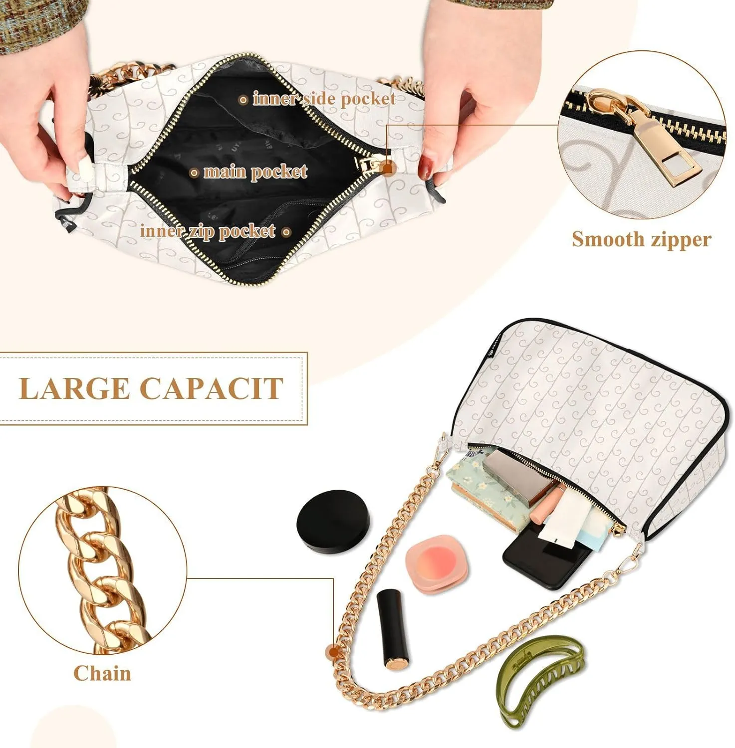 Women's Shoulder Handbags Chain Shoulder Brace for Women Bag Botanical Print Ladies Vacation Handbags Tote Purse,Multi1