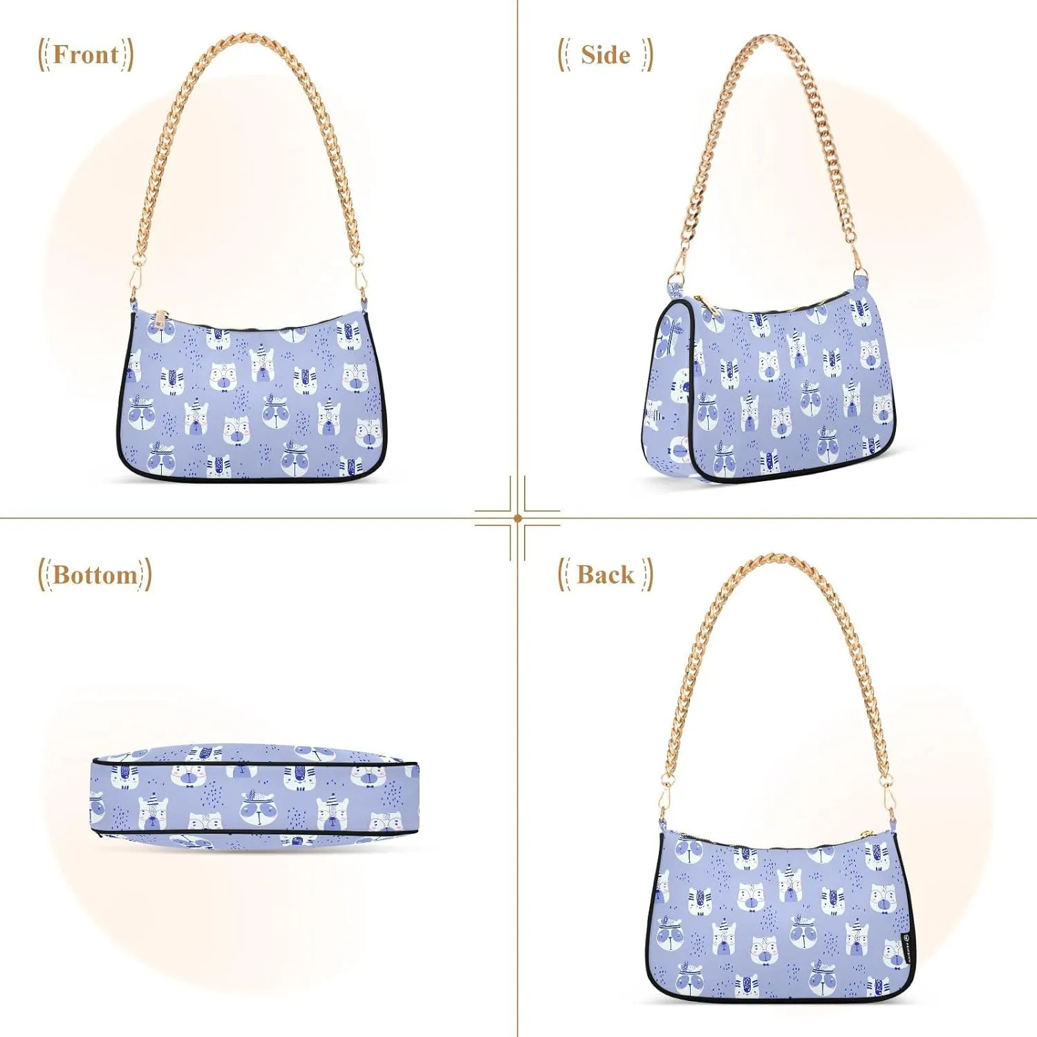 Women's Shoulder Handbags Chain Shoulder Brace for Women Bag Cute Pattern Ladies Vacation Handbags Tote Purse,Multi1