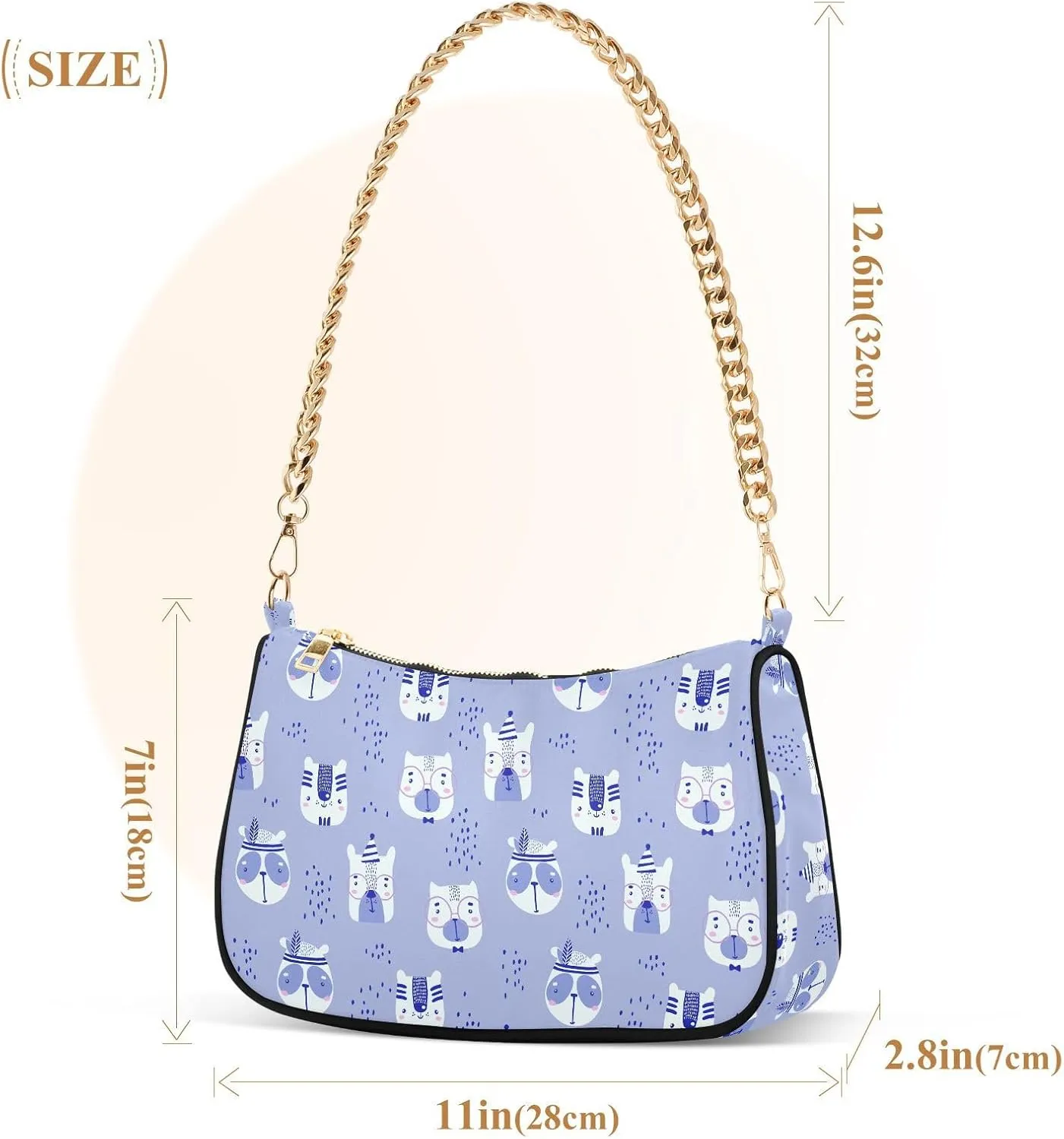 Women's Shoulder Handbags Chain Shoulder Brace for Women Bag Cute Pattern Ladies Vacation Handbags Tote Purse,Multi1