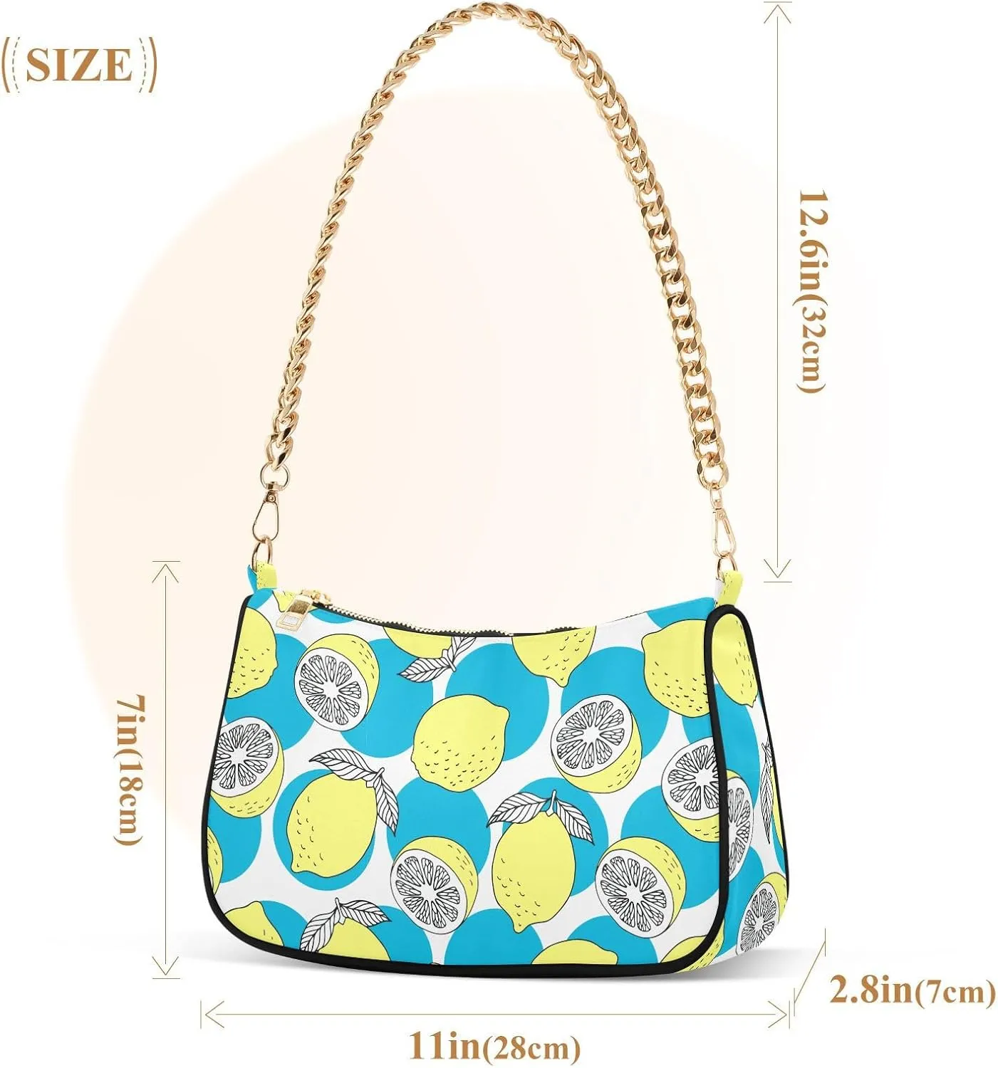 Women's Shoulder Handbags Chain Shoulder Brace for Women Bag Fruits Print Ladies Vacation Handbags Tote Purse,Multi1