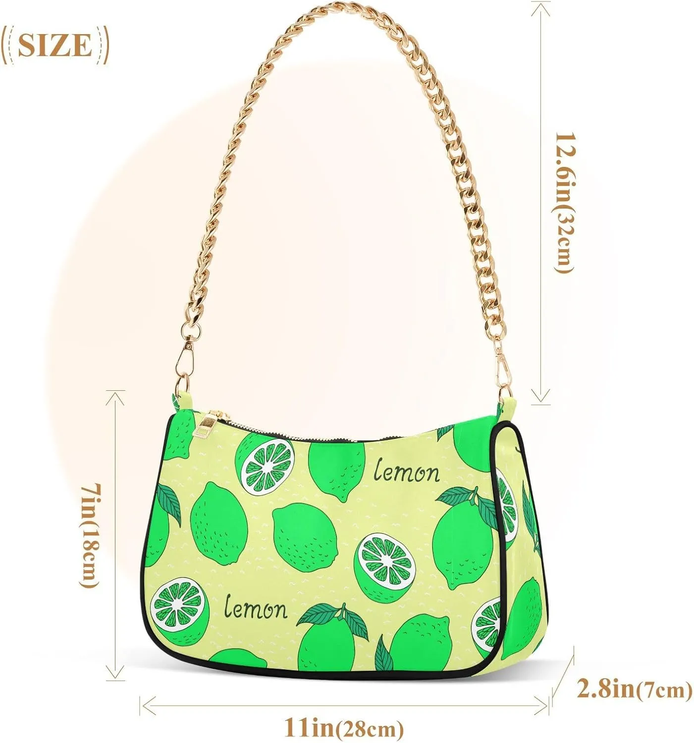 Women's Shoulder Handbags Chain Shoulder Brace for Women Bag Fruits Print Ladies Vacation Handbags Tote Purse,Multi1