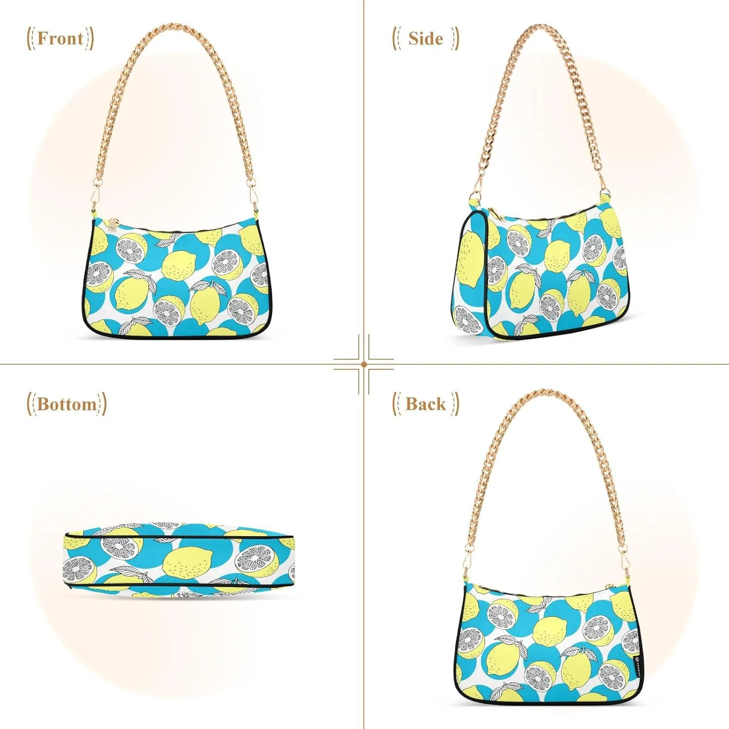 Women's Shoulder Handbags Chain Shoulder Brace for Women Bag Fruits Print Ladies Vacation Handbags Tote Purse,Multi1