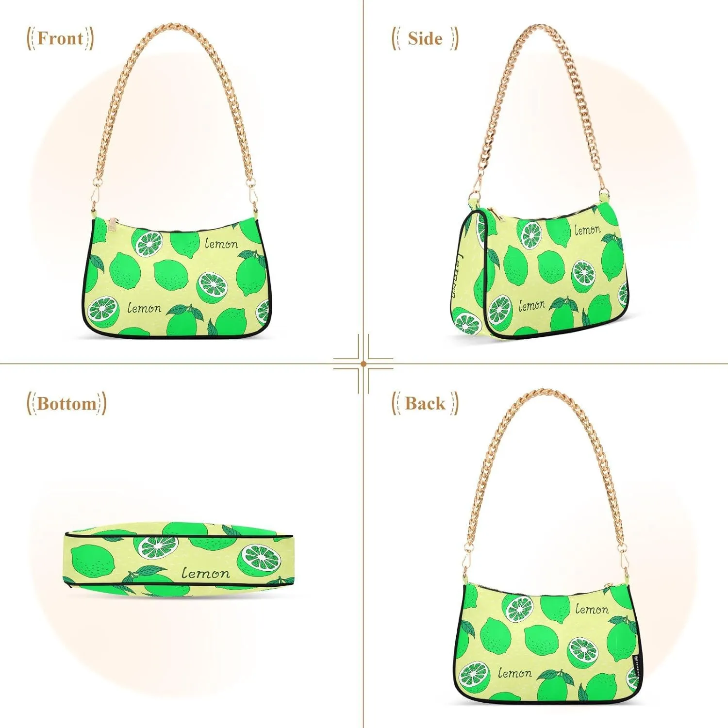 Women's Shoulder Handbags Chain Shoulder Brace for Women Bag Fruits Print Ladies Vacation Handbags Tote Purse,Multi1