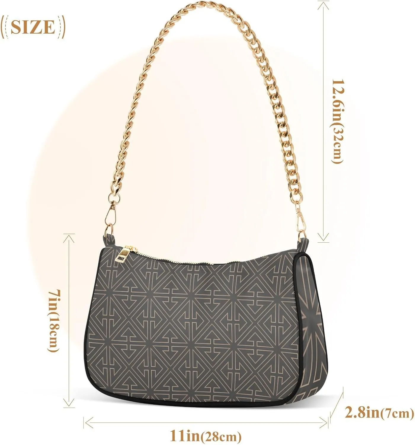 Women's Shoulder Handbags Chain Shoulder Brace for Women Bag Geometric Print Ladies Vacation Handbags Tote Purse,Multi1