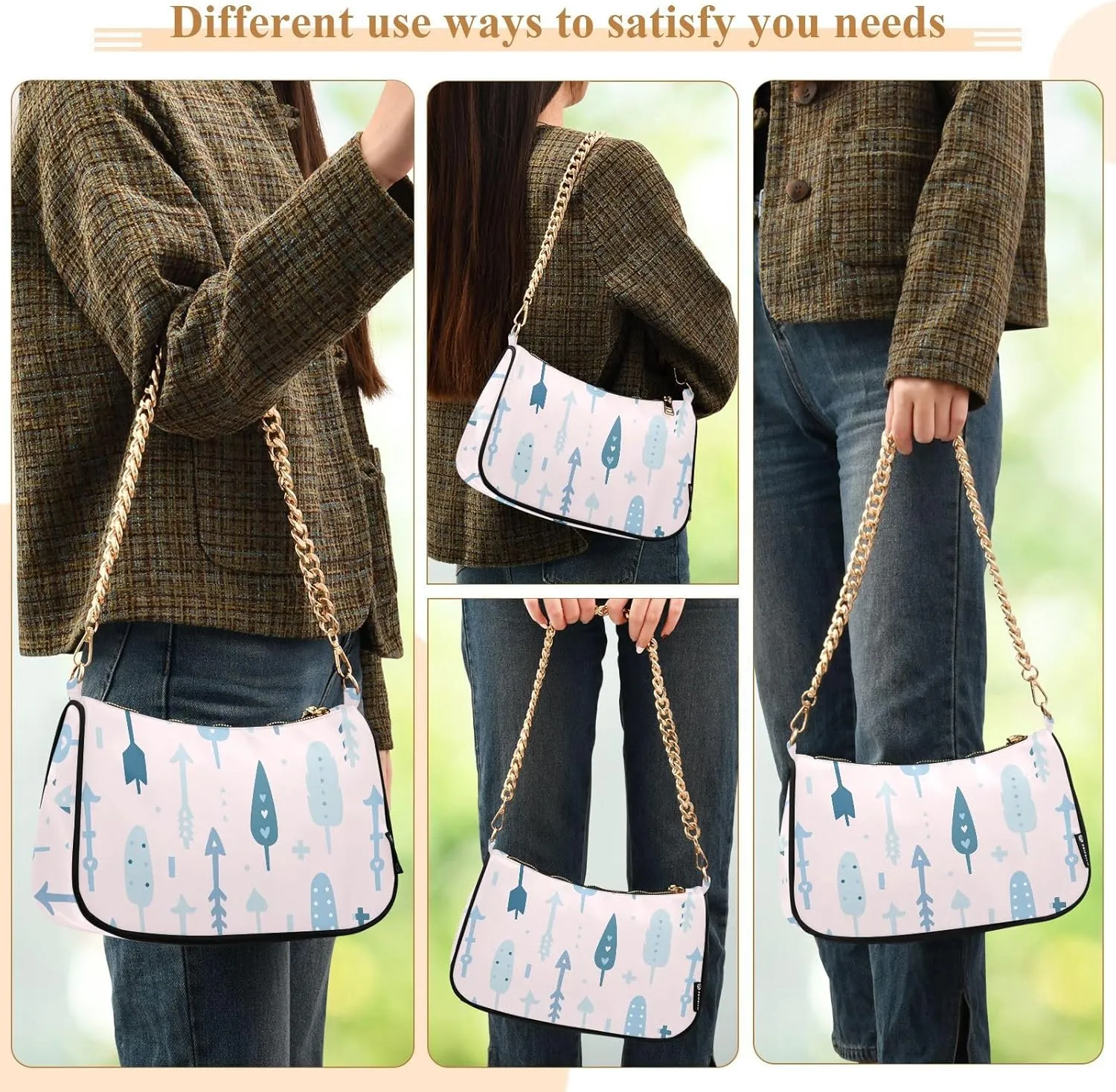 Women's Shoulder Handbags Chain Shoulder Brace for Women Bag Partysu Print Ladies Vacation Handbags Tote Purse,Multi1