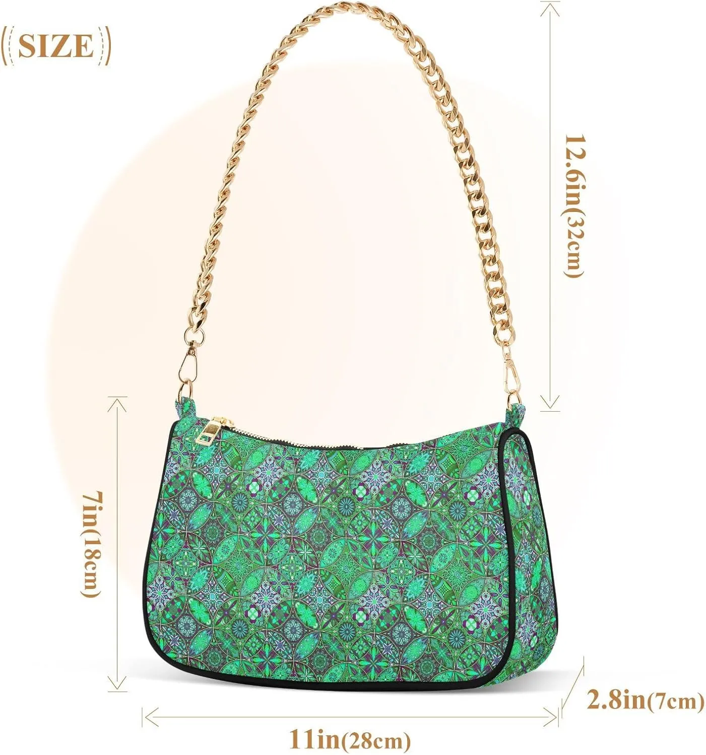 Women's Shoulder Handbags Chain Shoulder Brace for Women Bag Round Pattern Ladies Vacation Handbags Tote Purse,Multi1