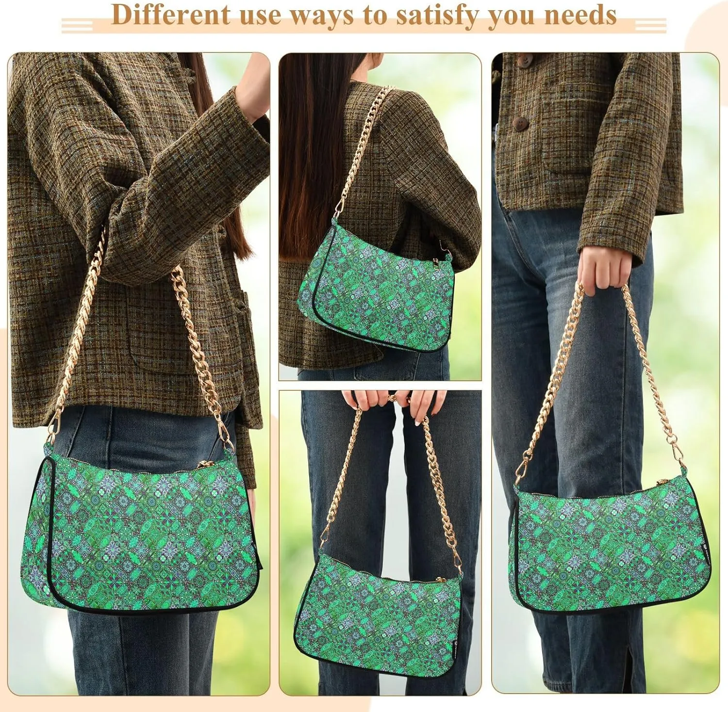 Women's Shoulder Handbags Chain Shoulder Brace for Women Bag Round Pattern Ladies Vacation Handbags Tote Purse,Multi1