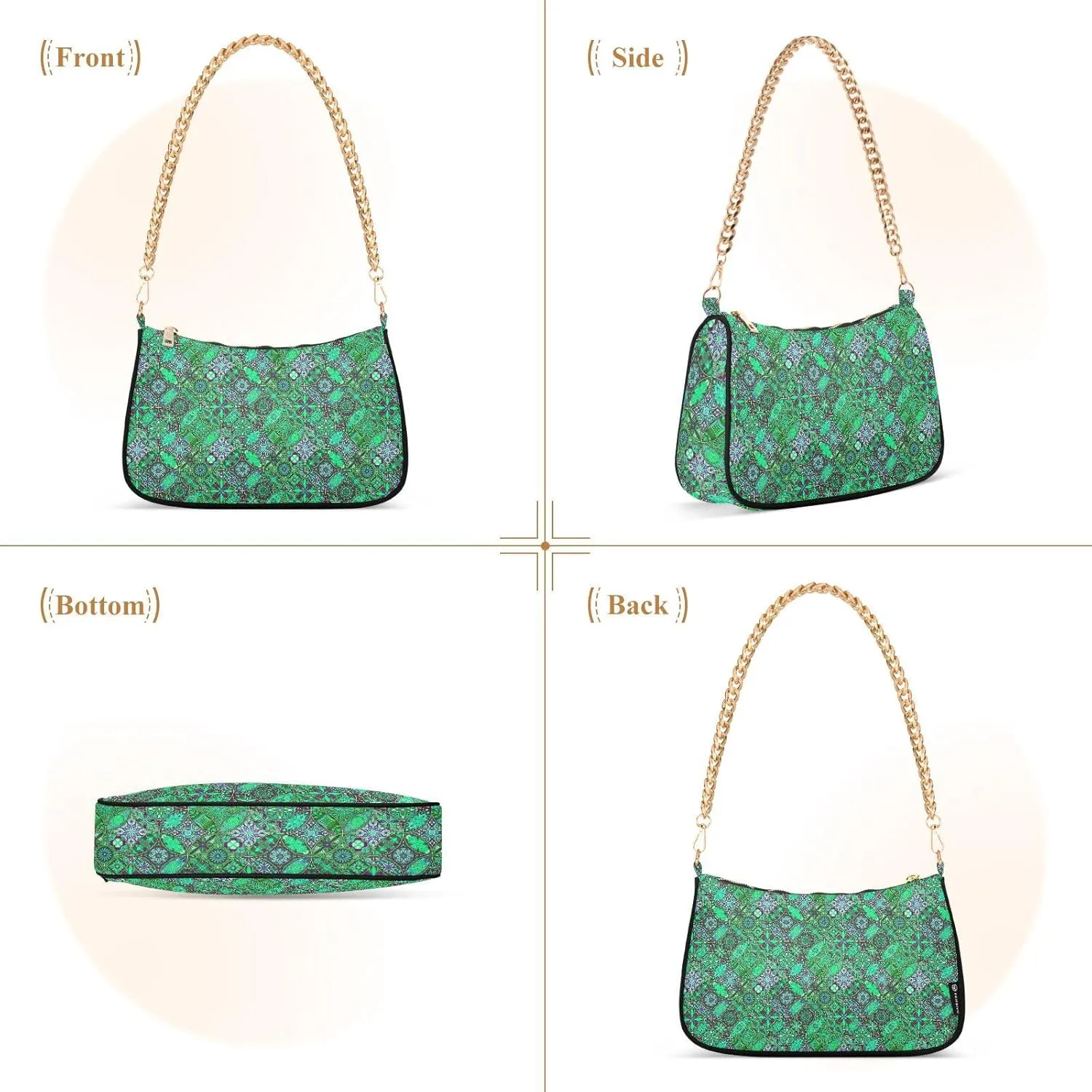 Women's Shoulder Handbags Chain Shoulder Brace for Women Bag Round Pattern Ladies Vacation Handbags Tote Purse,Multi1