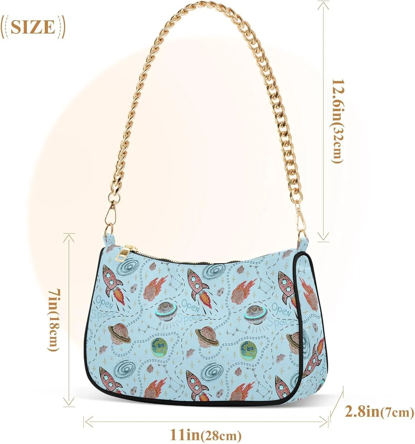 Women's Shoulder Handbags Chain Shoulder Brace for Women Bag Space Print Ladies Vacation Handbags Tote Purse,Multi1