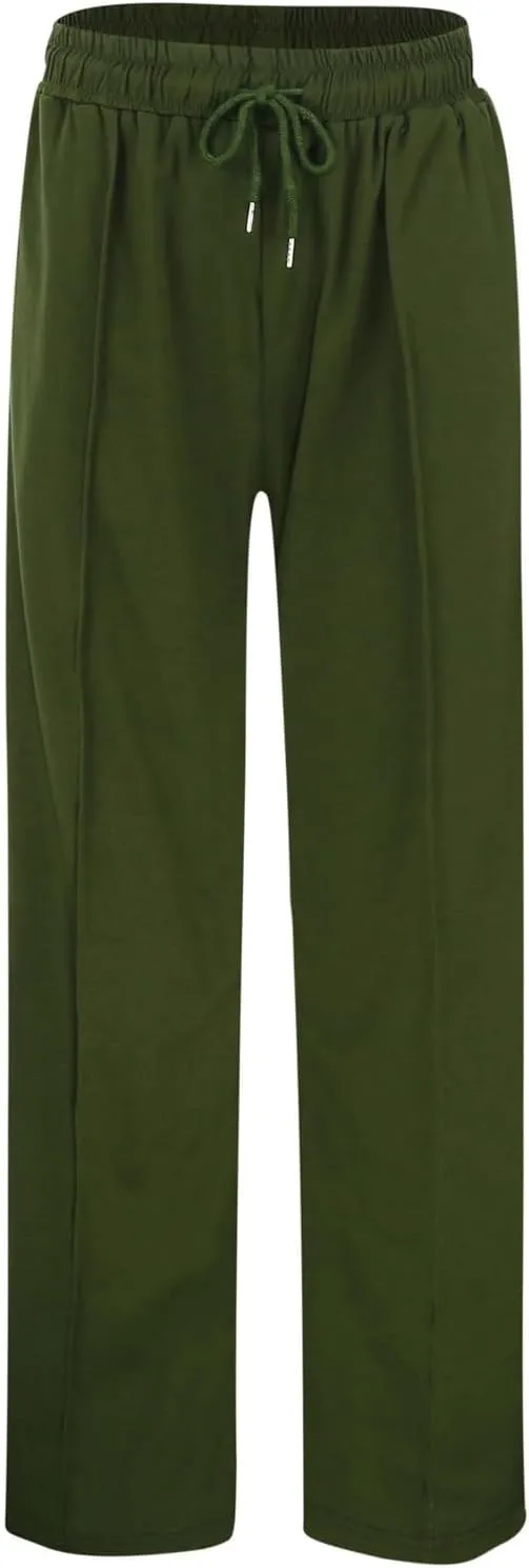 Womens Wide Leg Sweatpant High Waist Cotton Baggy Casual Drawstring Yoga Lounge Pants with Pockets
