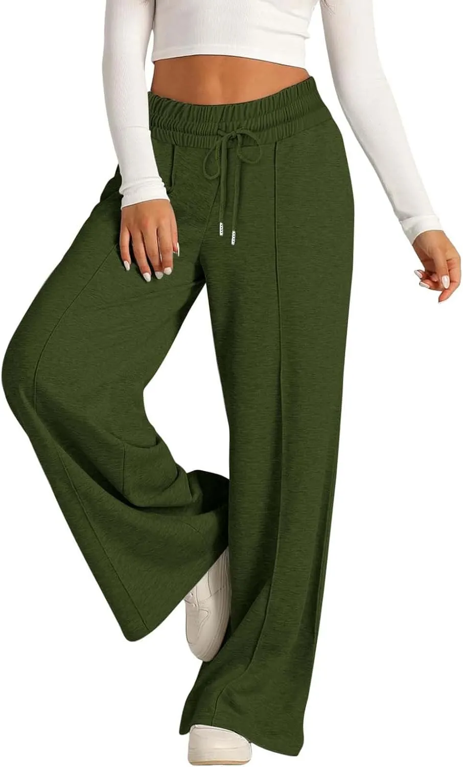 Womens Wide Leg Sweatpant High Waist Cotton Baggy Casual Drawstring Yoga Lounge Pants with Pockets