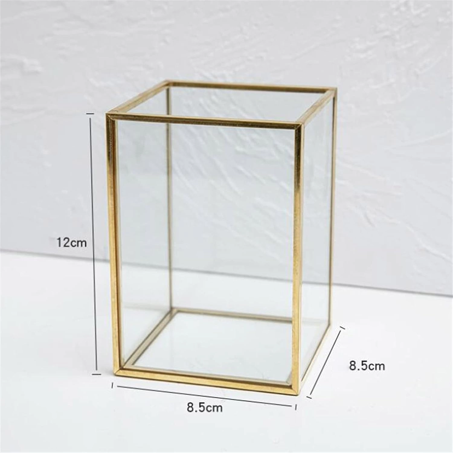 WQAZ Cosmetic Storage Box Transparent Glass Makeup Brush Storage Box Gold Cosmetics Container Ring Pencil Lipstick Holder Make Up Brushes Organizer Durable and Clean (Color : B)