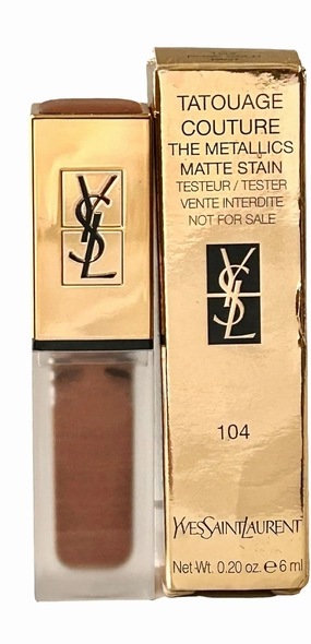 Yves Saint Laurent TATOUAGE COUTURE The Metallics Matte Stain Lipstick # 104 ROSE GOLD RIOT YSL Lipstick Women 0.20 oz / 6 ML - TESTER SAMPLE LARGE - 2771