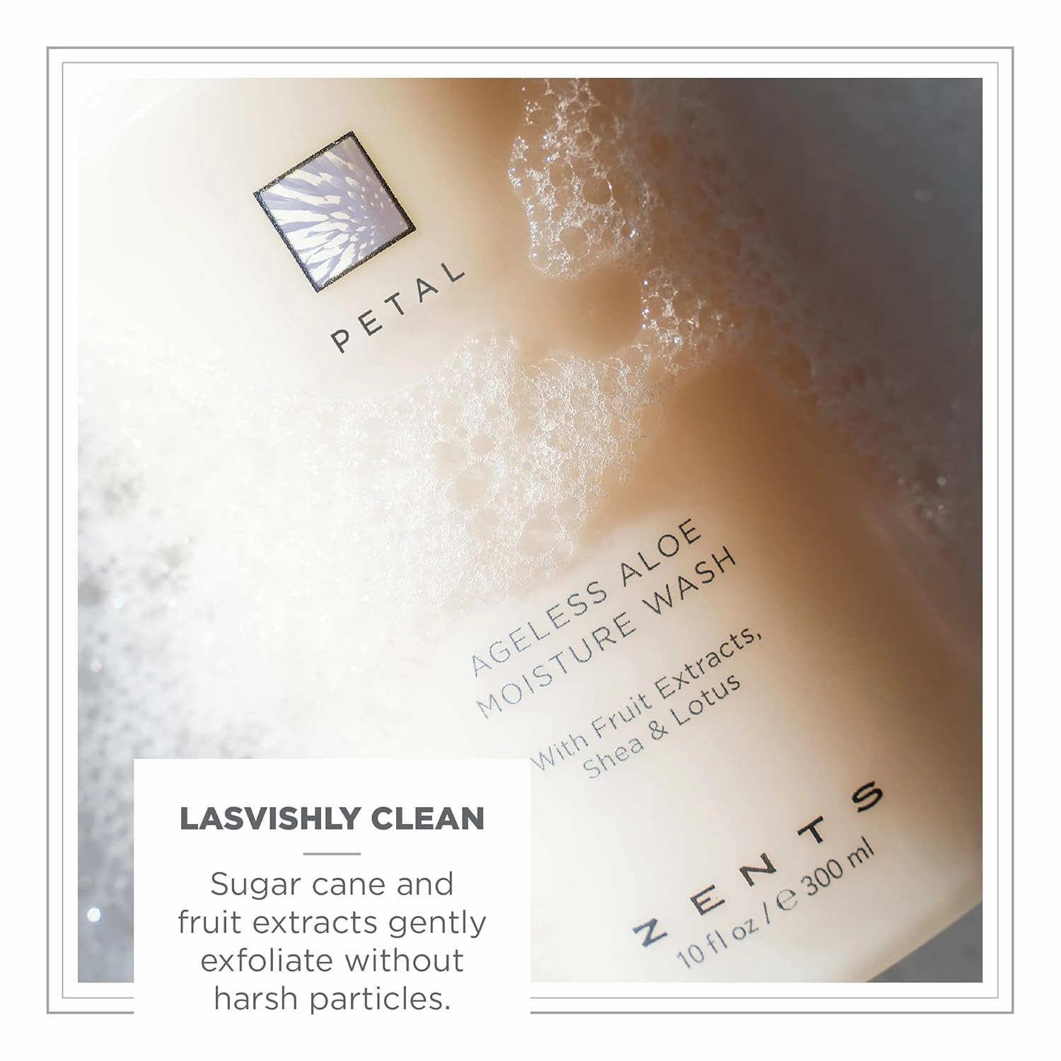 Zents Hand & Body Wash (Petal Fragrance) | Hydrating Anti-Aging Cleanser with Organic Shea Butter & Aloe for Dry Skin | Gentle & Nourishing | 10 fl oz